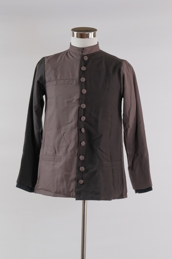 [OP01580] Conjunto chaqueta bicolor algodón gris oscuro y negro