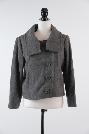[OP02772] Chaqueta corta de paño cuello tira ancha gris