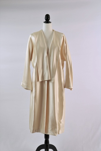 [OP01864] Conjunto abrigo tipo kimono satén marfil + vestido