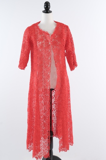 [OP02880] Abrigo guipur rojo manga francesa