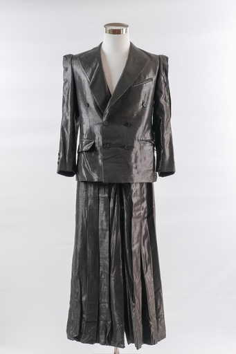 [OP01505] Traje americana negro hilo lurex+ pantalón ancho