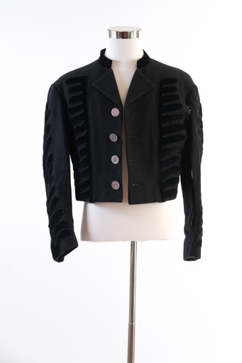 [OP02382] Chaqueta porruana terciopelo negro- indumentaria