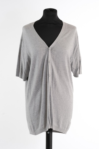 [OP00987] Chaqueta larga punto gris cuello pico
