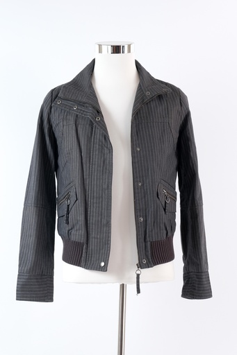 [OP02639] Chaqueta tipo bomber negro rayas gris