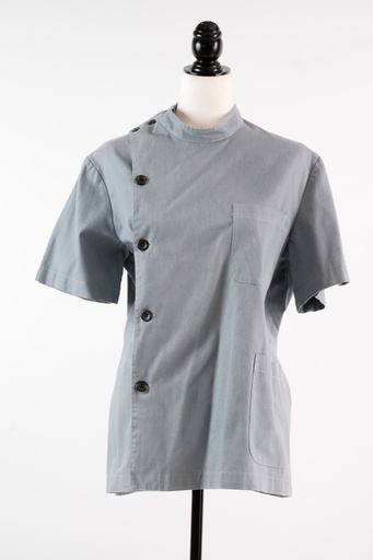 [OP01064] Chaquetilla cruzar azul grisaceo cuello mao