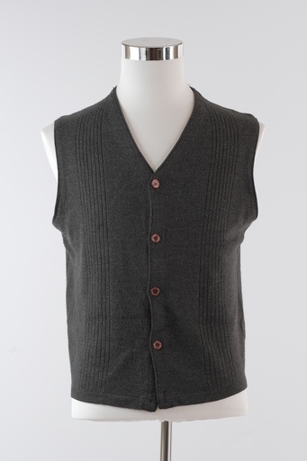 [OP02548] Chaleco punto gris canalé botones
