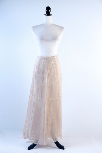 [OP00764] Falda evasé larga de organza beige rayas