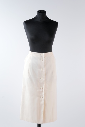 [OP02965] Falda recta botones delantero y bolsillos color crudo (Alba)