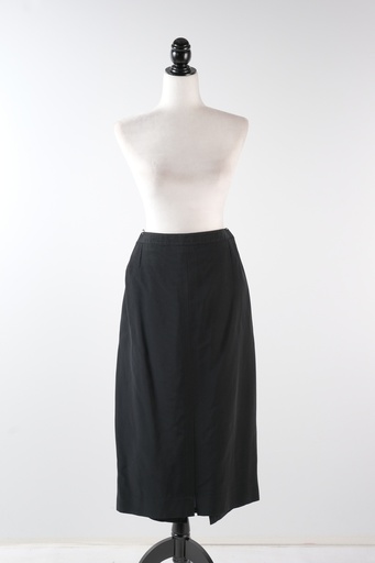 [OP02983] Falda recta negro tejido satinado