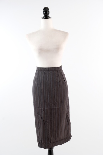 [OP02816] Falda recta gris raya blanco fina