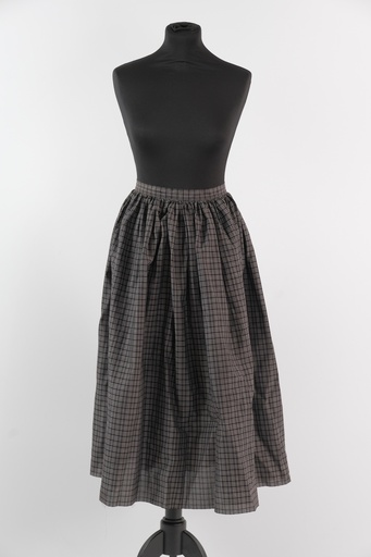 [OP02669] Falda vuelo negra cuadros marfil - indumentaria