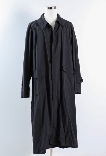[OP03295] Gabardina azul bolsillos plastrón negro