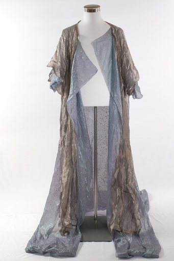 [OP01576] Abrigo túnica de organza en tono azul y gris