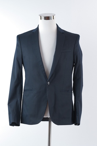 [OP02583] Americana azul satinado entallada