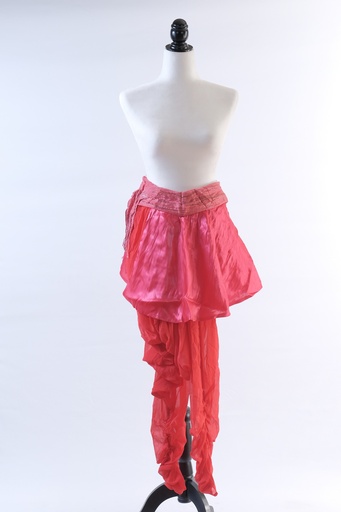 [OP01436] Pantalón gasa rojo tipo harén con sobrefalda