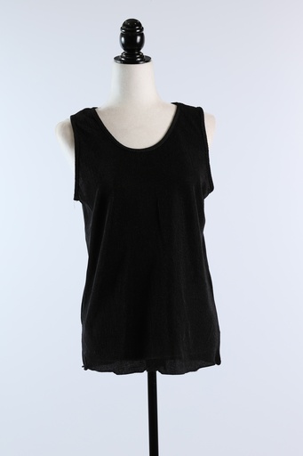 [OP03470] Camiseta canalé negra tirantes