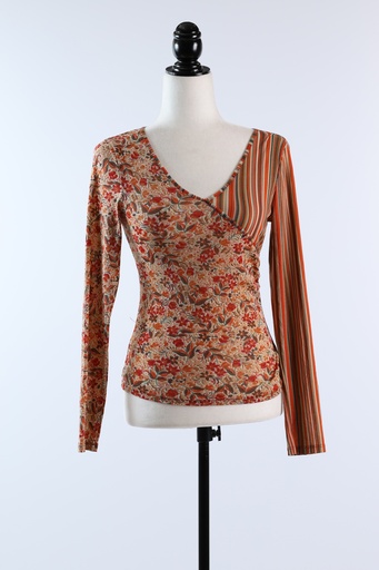 [OP03478] Camiseta M/L gasa elástica estampada