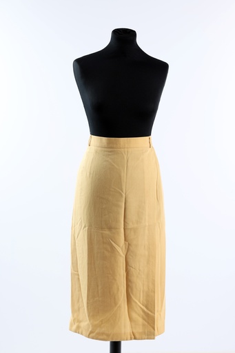 [OP03527] Falda larga recta amarilla tabla lateral