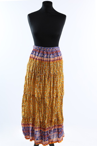 [OP03545] Falda midi amarilla plisada estampado flores