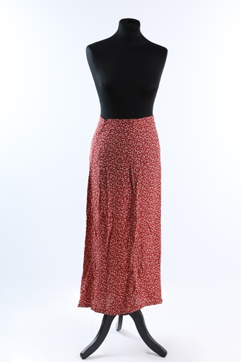 [OP03548] Falda midi roja flores beige
