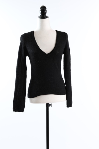 [OP03551] Jersey punto negro escote pico
