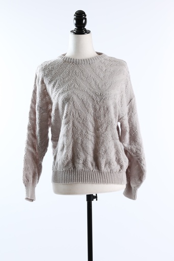 [OP03556] Jersey punto gris perla calado escote caja