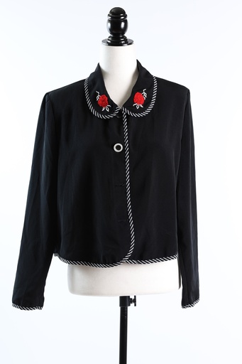 [OP03566] Chaqueta 50´s negra con bies de rayas