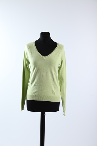 [OP03572] Jersey punto cuello pico verde lima