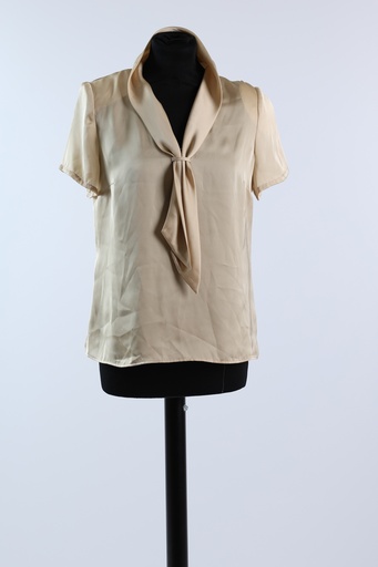 [OP03585] Blusa de satén beige cuello marinero