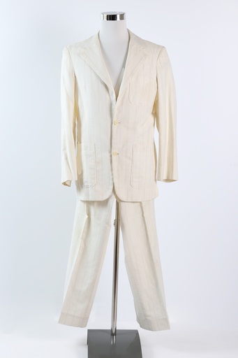[OP03588] Traje de lino beige con raya diplomática