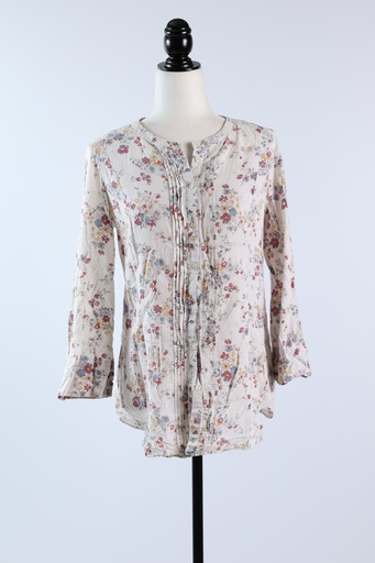 [OP03608] Camisa blanca con flores de colores sin cuello