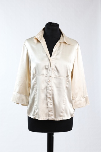 [OP03620] Blusa seda crudo entallada manga francesa