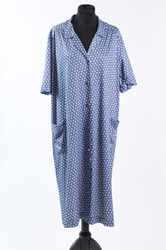 [OP03642] Vestido bata de pueblo M/C azul con flores