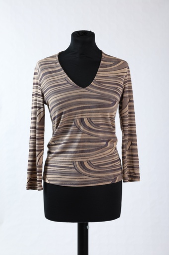 [OP03697] Camiseta elástica estampada rayas asimétricas