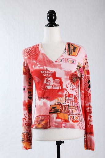 [OP03699] Jersey pico M/L rosa con estampados