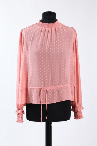 [OP03704] Blusa  rosa palo de gasa con bordados