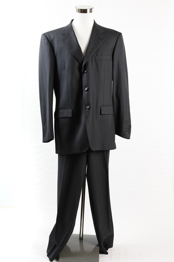 [OP03778] Traje negro raya diplomática blanco