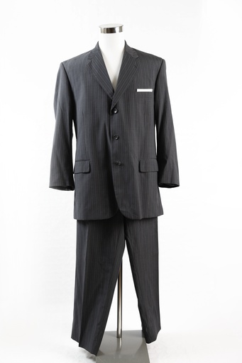 [OP03811] Traje negro rayas gris y azul