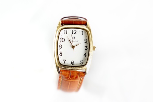 [OP03815] Reloj antiguo polipiel marrón esfera dorado