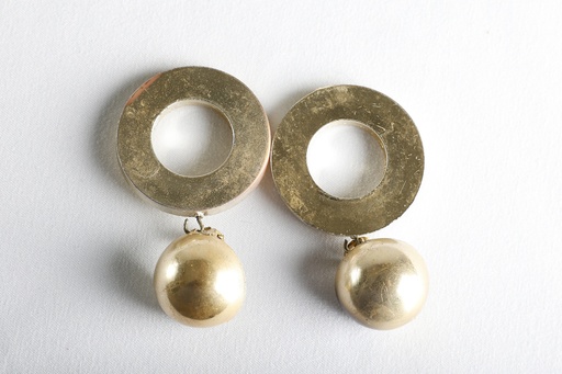 [OP03832] Pendientes pinza colgantes circular dorados