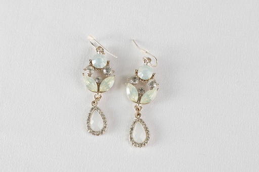 [OP03835] Pendientes de colgar dorados con piedras y brillantes verdes