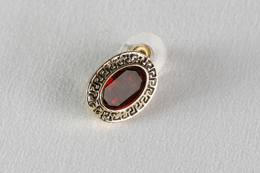 [OP03837] Pendientes redondos dorado con piedra rojo