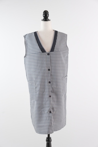 [OP02827] Bata pueblo cuadros azul marino y blanco