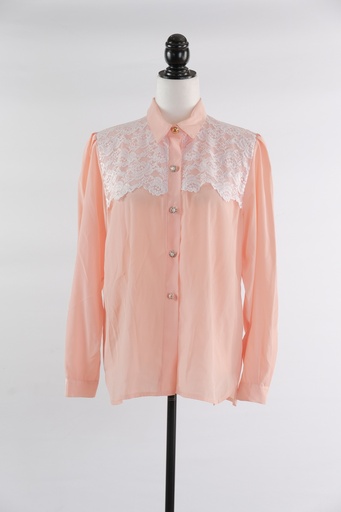 [OP02123] Blusa melocotón con encaje en delantero