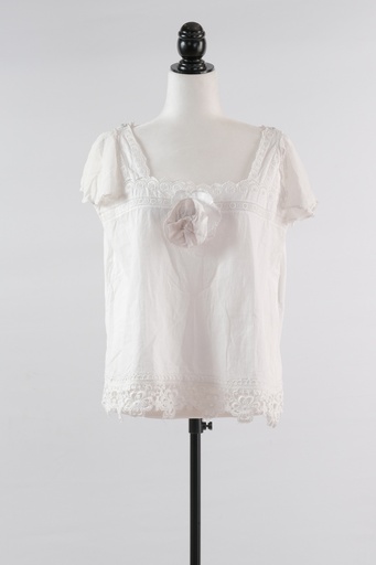 [OP01414] Blusa manga corta puntilla blanco