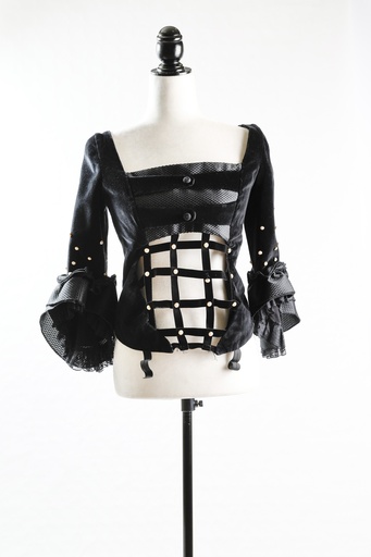 [OP04279] Cuerpo negro terciopelo manga francesa (D.Elvira)