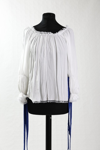 [OP04295] Blusa escote barco blanco lazos en azul (Zerlina)