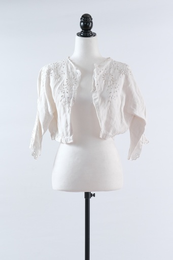 [OP01426] Bolero lorzas puntillas blanco