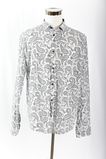 [OP04528] Camisa paisley blanco y negro