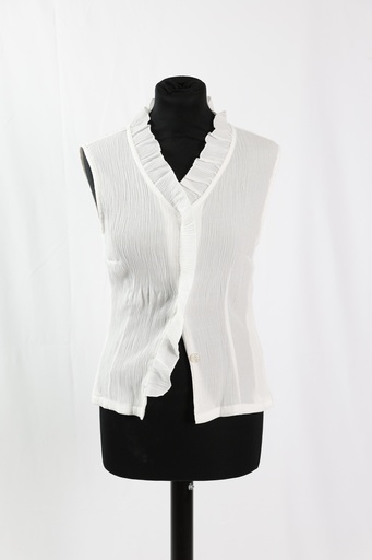 [OP04553] Blusa blanca sin mangas volante cuello